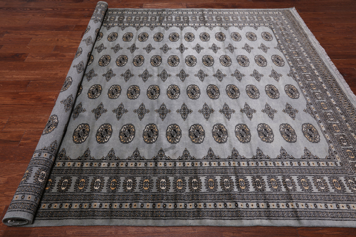 Grey Bokhara Hand-Knotted Wool Rug - 7' 10" X 9' 5"