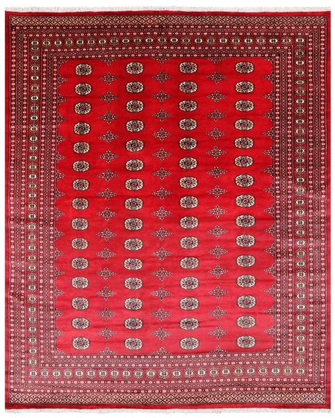 Red Bokhara Handmade Wool Rug - 8' 0" X 9' 9"