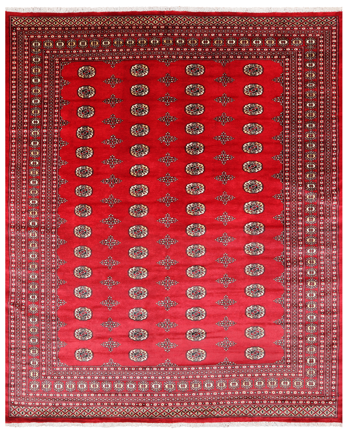 Red Bokhara Handmade Wool Rug - 8' 0" X 9' 9"