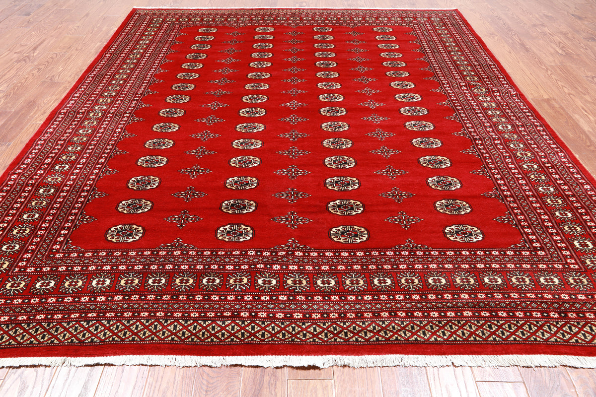 Red Bokhara Handmade Wool Rug - 8' 0" X 9' 9"