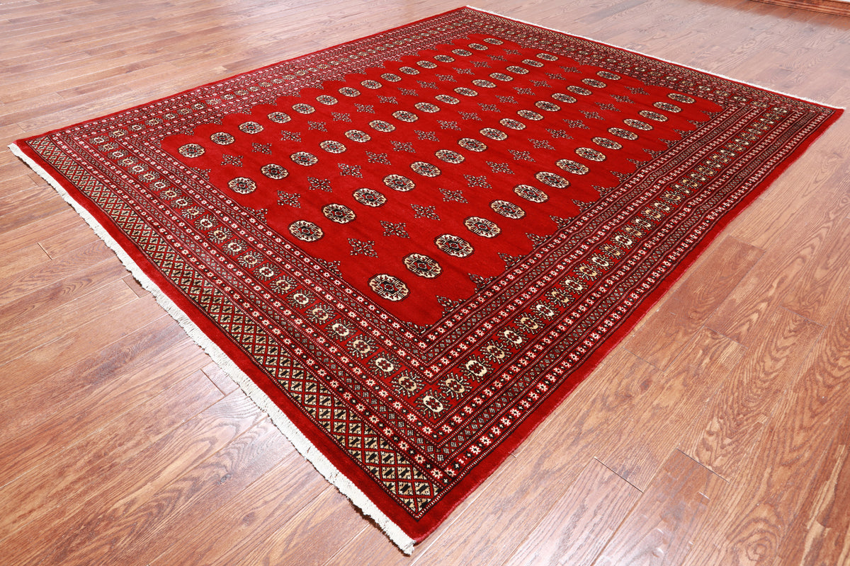 Red Bokhara Handmade Wool Rug - 8' 0" X 9' 9"