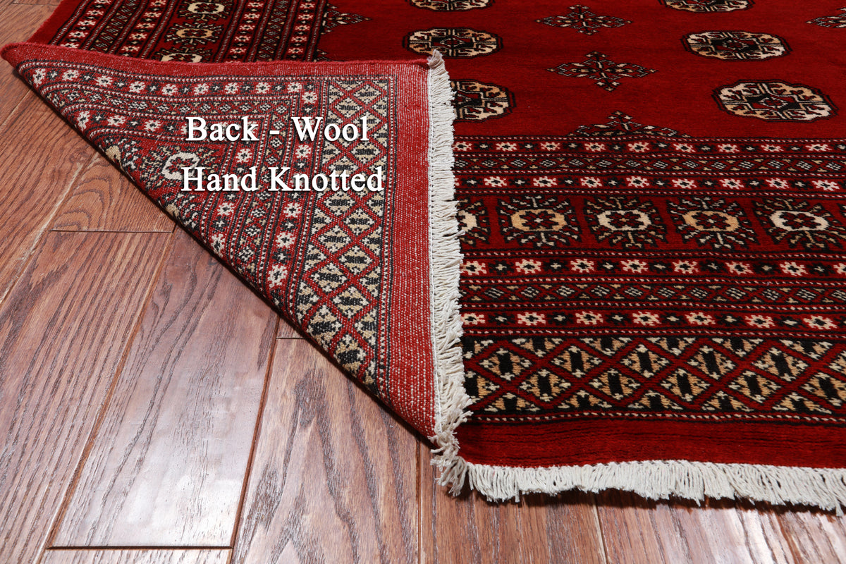 Red Bokhara Handmade Wool Rug - 8' 0" X 9' 9"