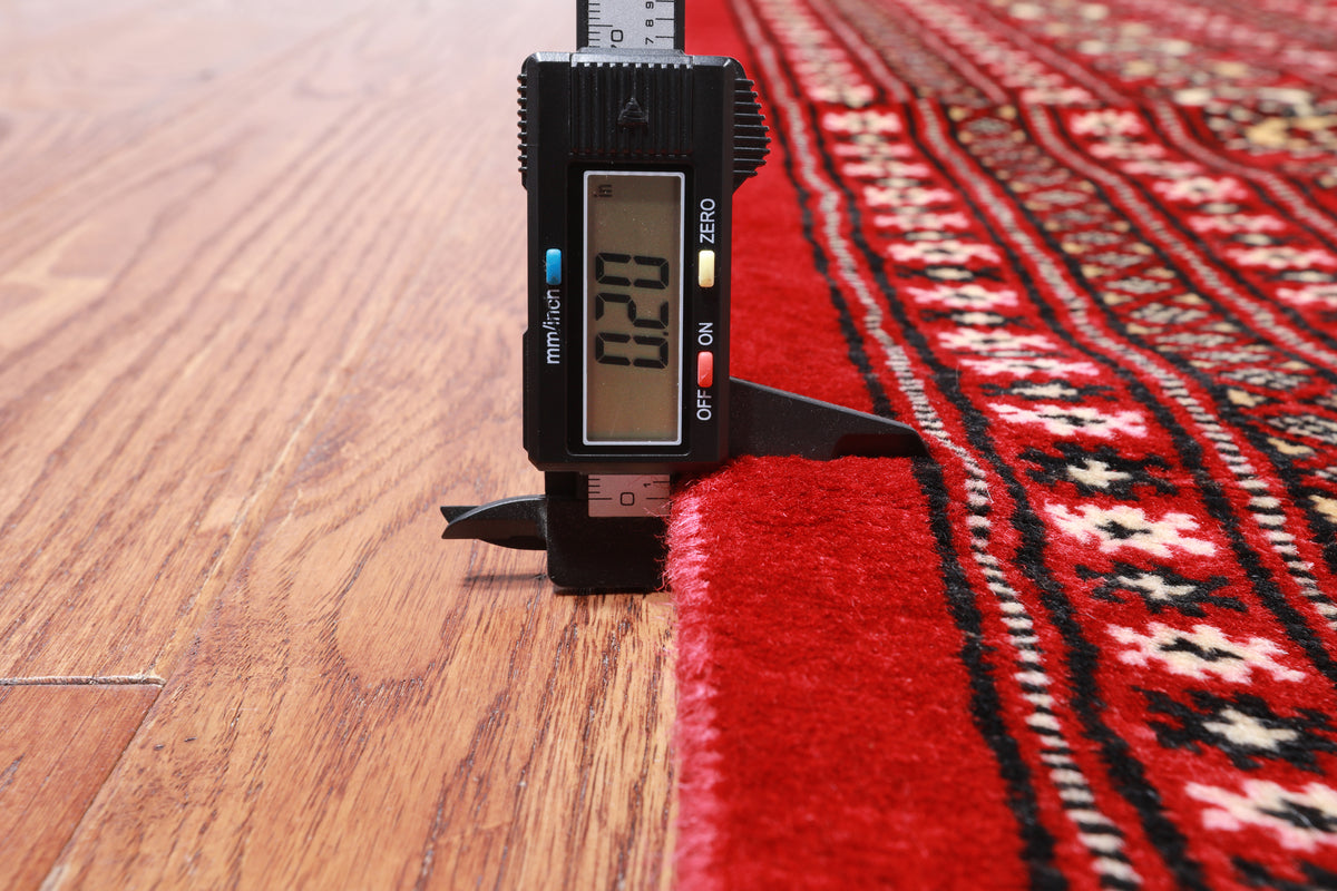 Red Bokhara Handmade Wool Rug - 8' 0" X 9' 9"