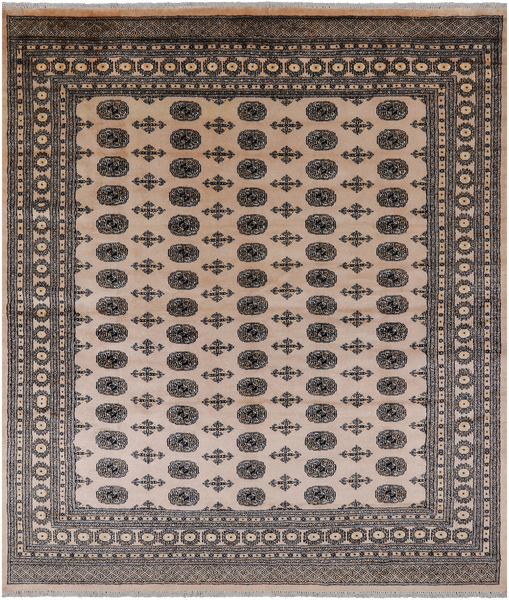 Ivory Bokhara Hand Knotted Wool Rug - 7' 11" X 9' 3"