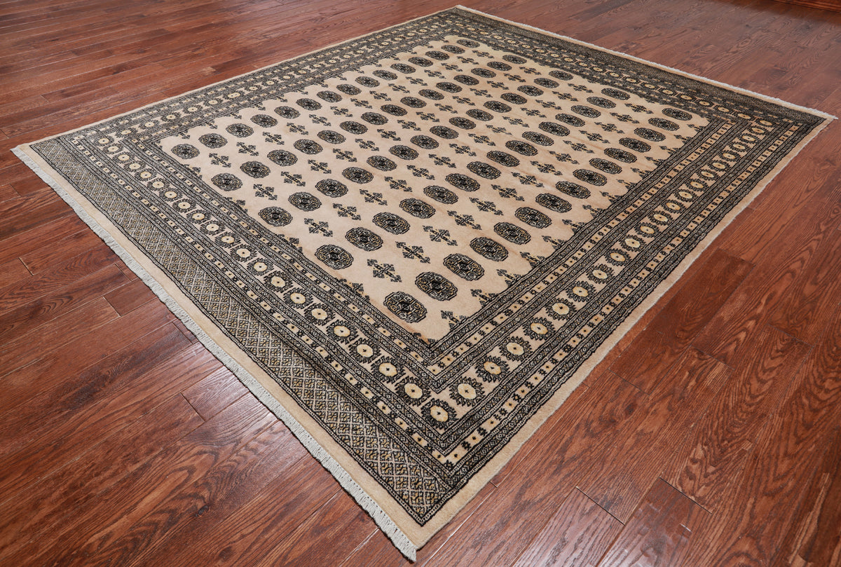 Ivory Bokhara Hand Knotted Wool Rug - 7' 11" X 9' 3"