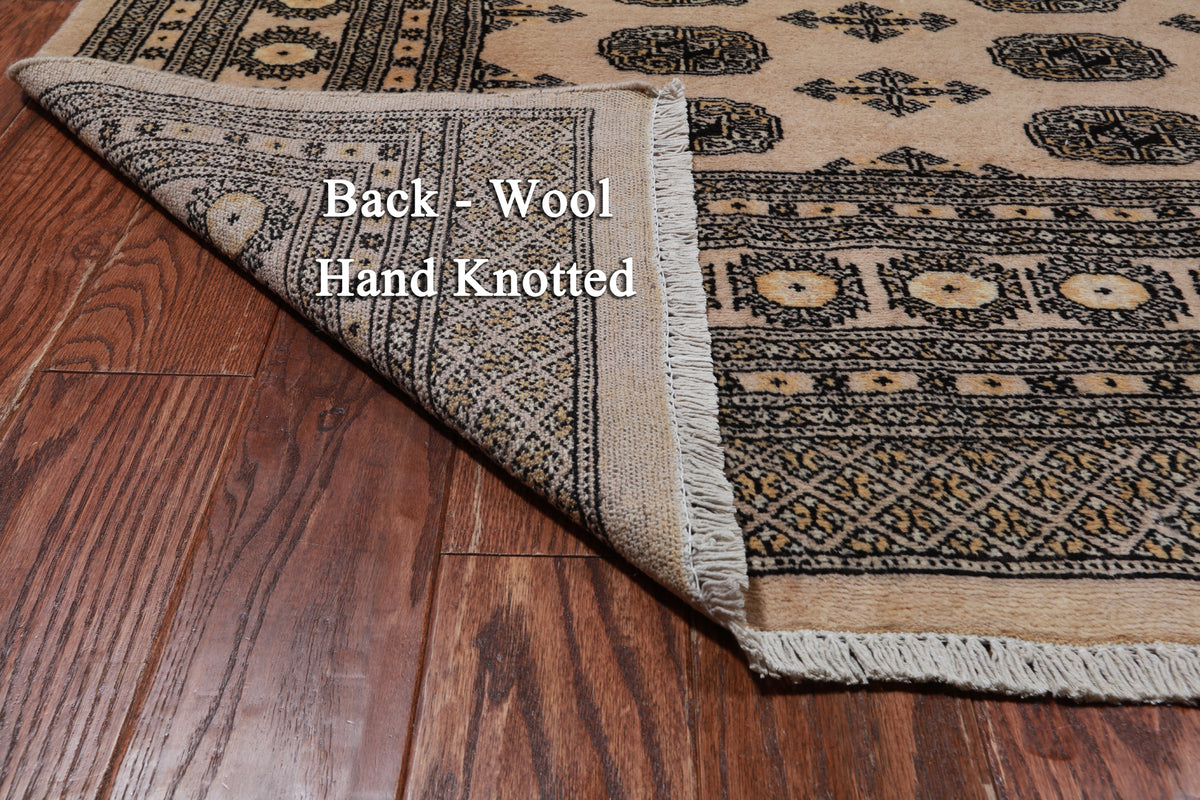 Ivory Bokhara Hand Knotted Wool Rug - 7' 11" X 9' 3"
