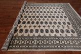 Ivory Bokhara Hand Knotted Wool Rug - 7' 11" X 9' 3"