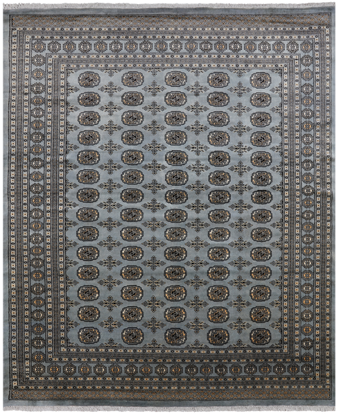 Grey Bokhara Hand Knotted Wool Rug - 8' 3" X 9' 10"