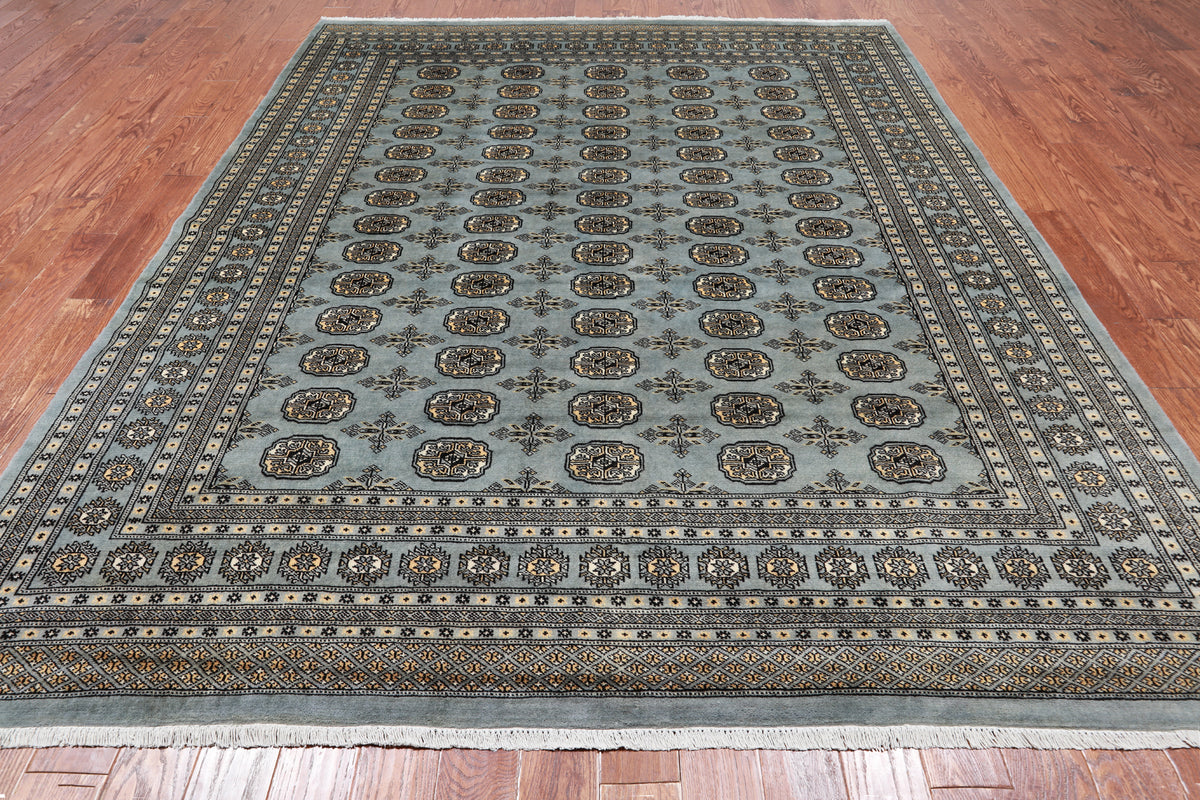 Grey Bokhara Hand Knotted Wool Rug - 8' 3" X 9' 10"