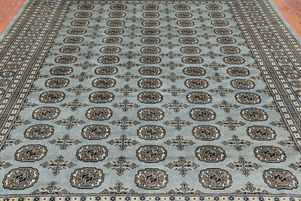 Grey Bokhara Hand Knotted Wool Rug - 8' 3" X 9' 10"