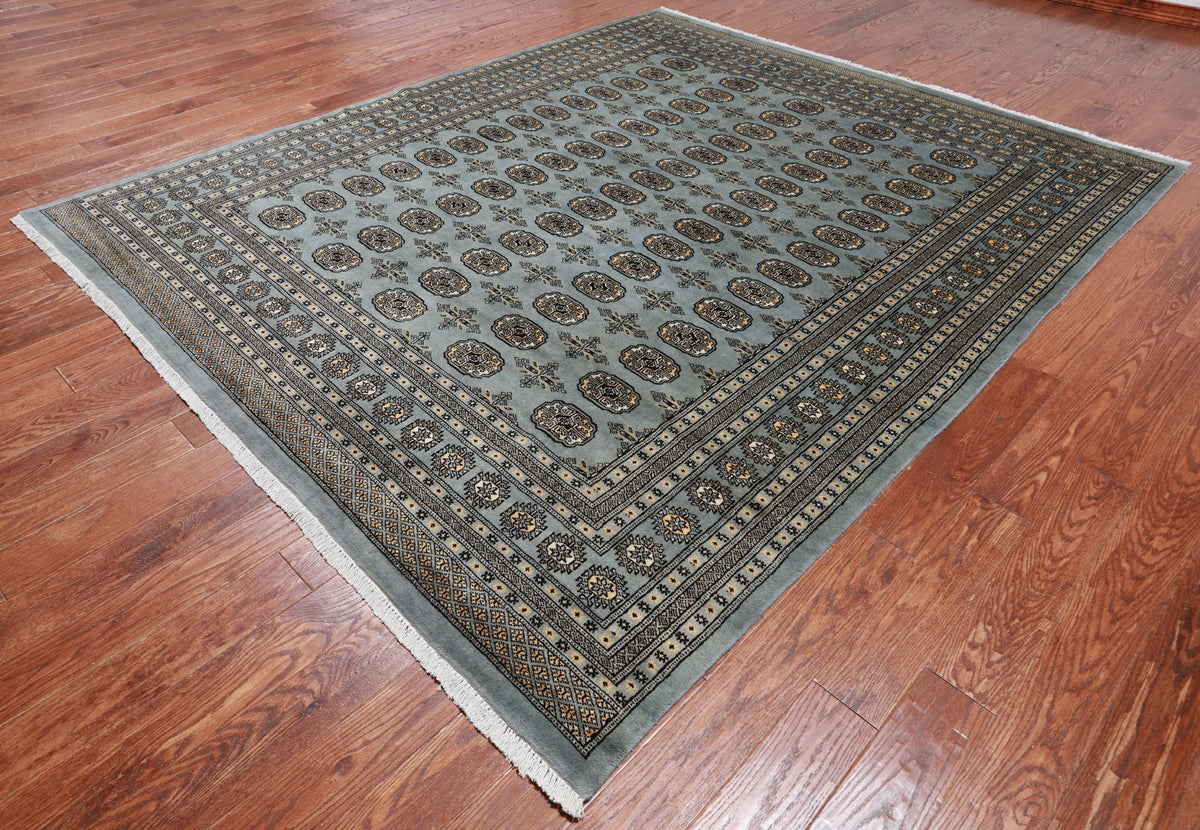 Grey Bokhara Hand Knotted Wool Rug - 8' 3" X 9' 10"