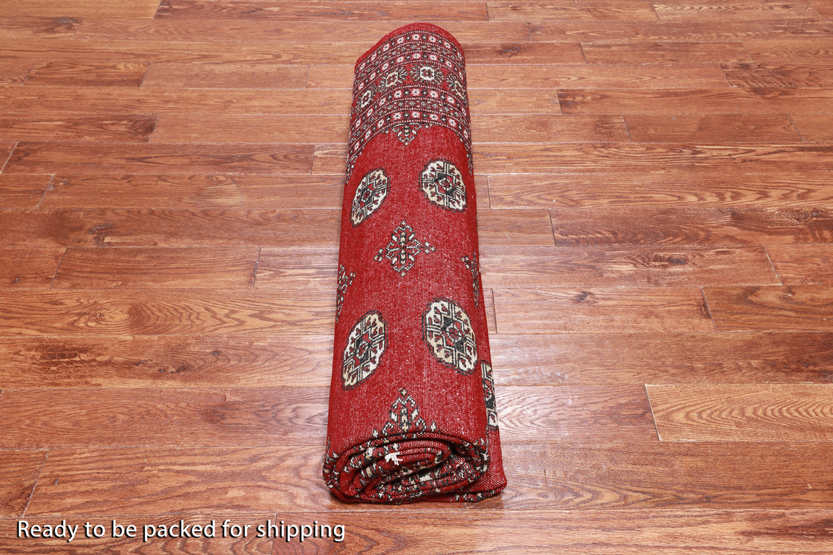 Red Bokhara Handmade Wool Rug - 8' 0" X 10' 2"