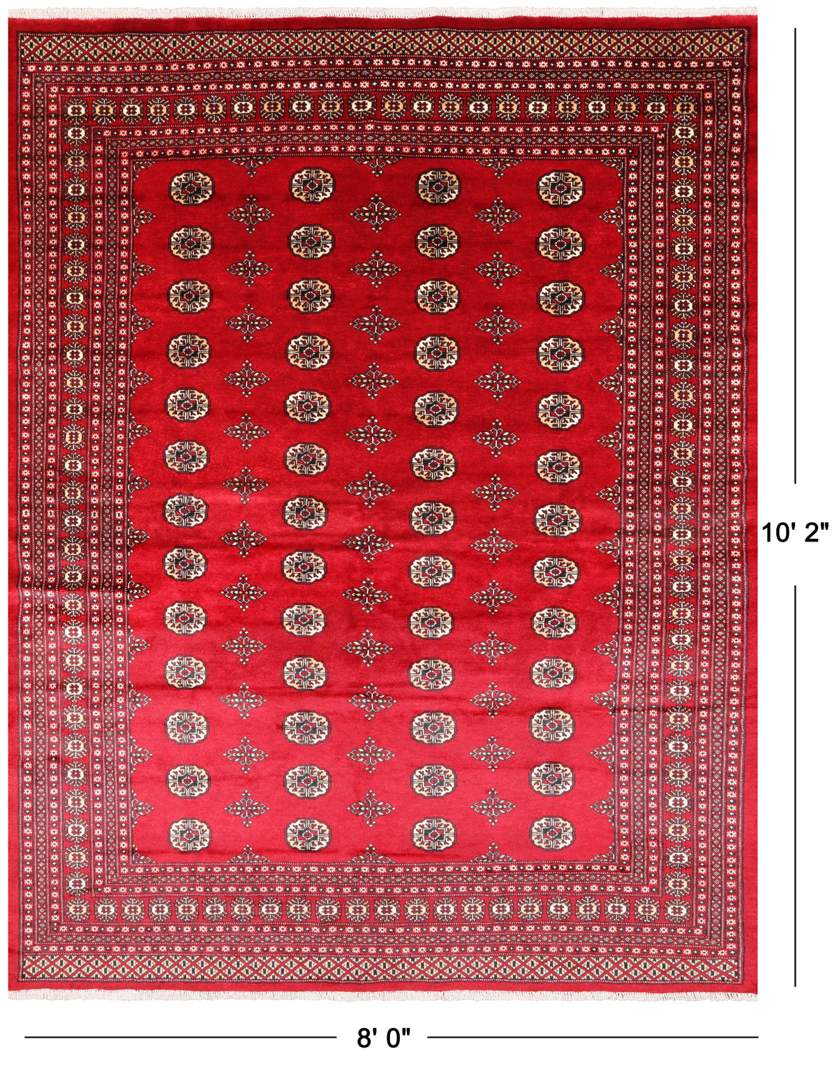 Red Bokhara Handmade Wool Rug - 8' 0" X 10' 2"