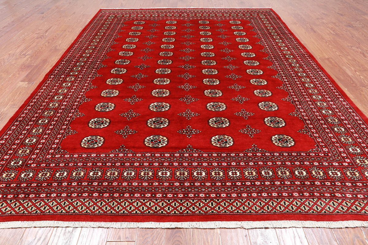 Red Bokhara Handmade Wool Rug - 8' 0" X 10' 2"