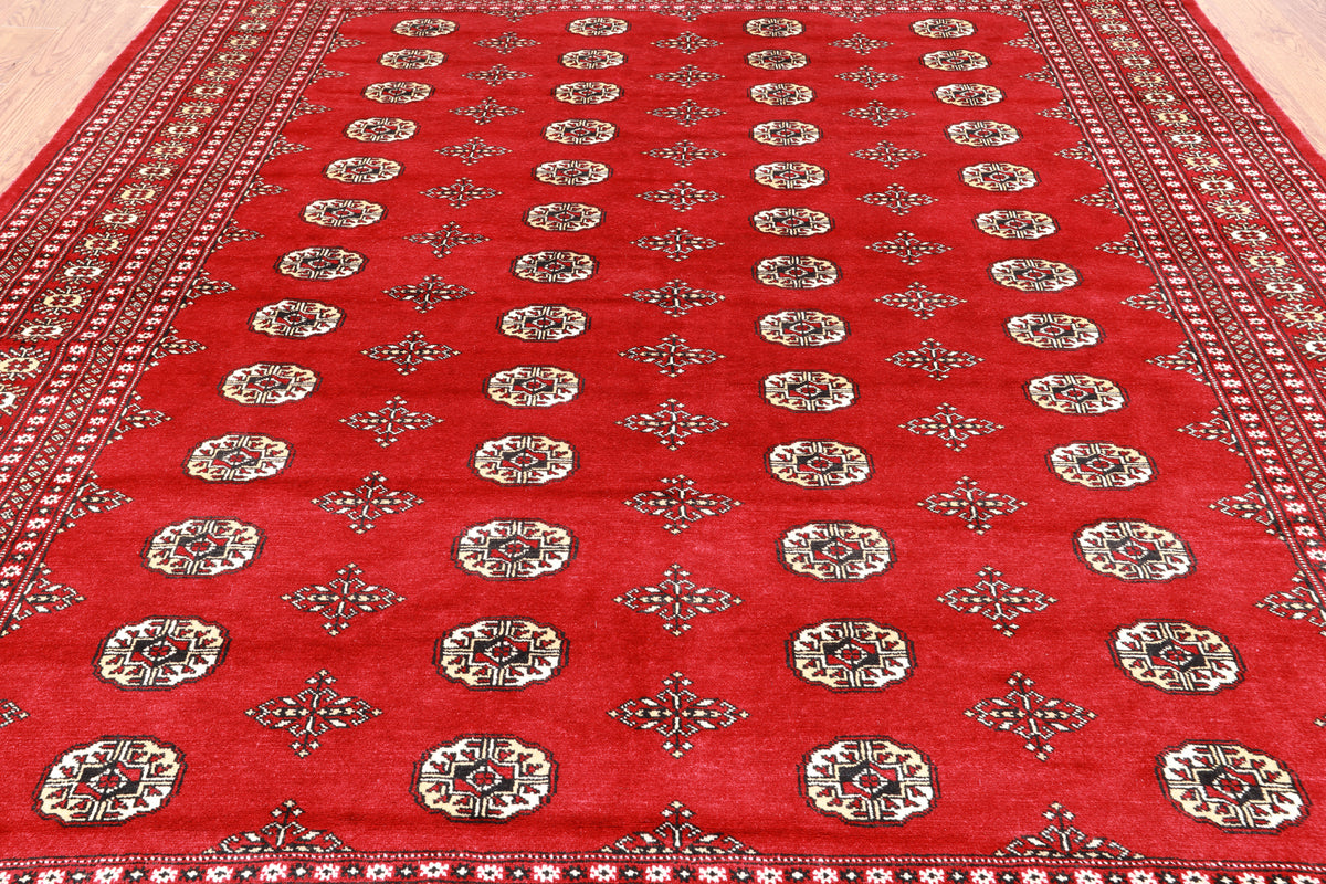 Red Bokhara Handmade Wool Rug - 8' 0" X 10' 2"