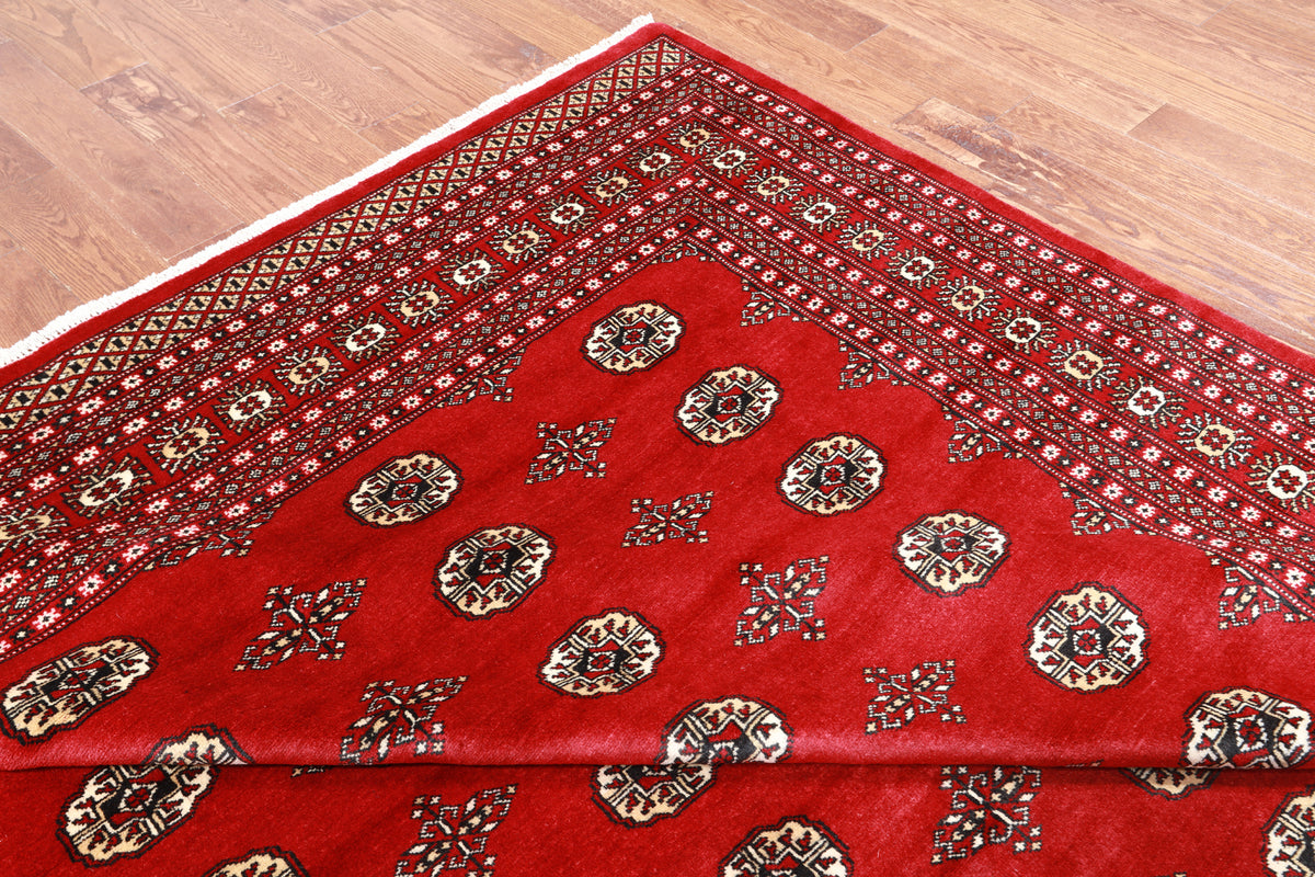Red Bokhara Handmade Wool Rug - 8' 0" X 10' 2"