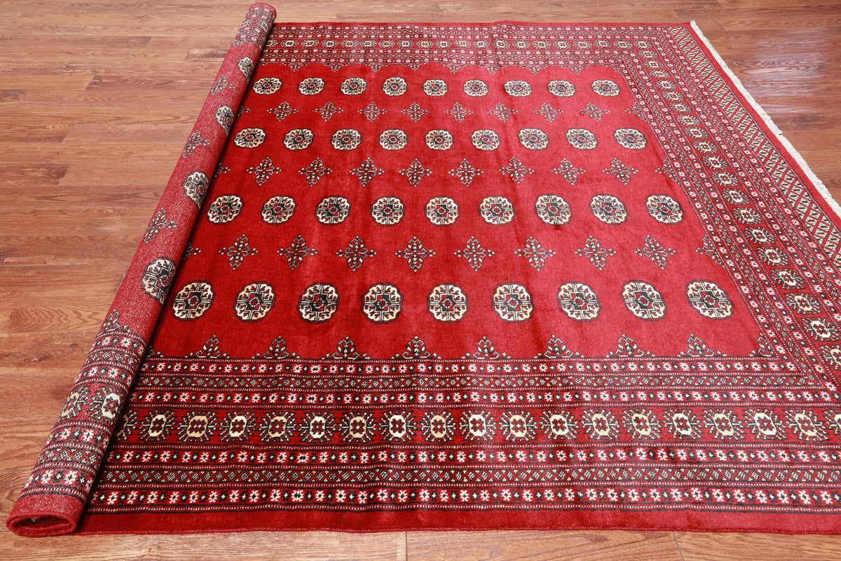 Red Bokhara Handmade Wool Rug - 8' 0" X 10' 2"
