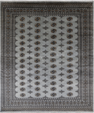Grey Bokhara Hand-Knotted Wool Rug - 8' 0" X 9' 10"