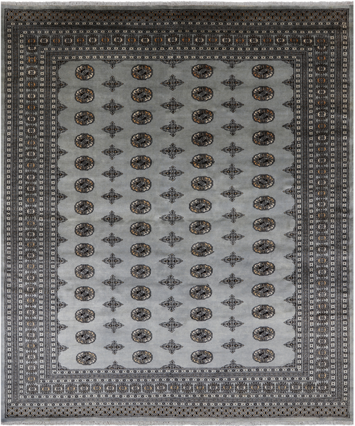 Grey Bokhara Hand-Knotted Wool Rug - 8' 0" X 9' 10"