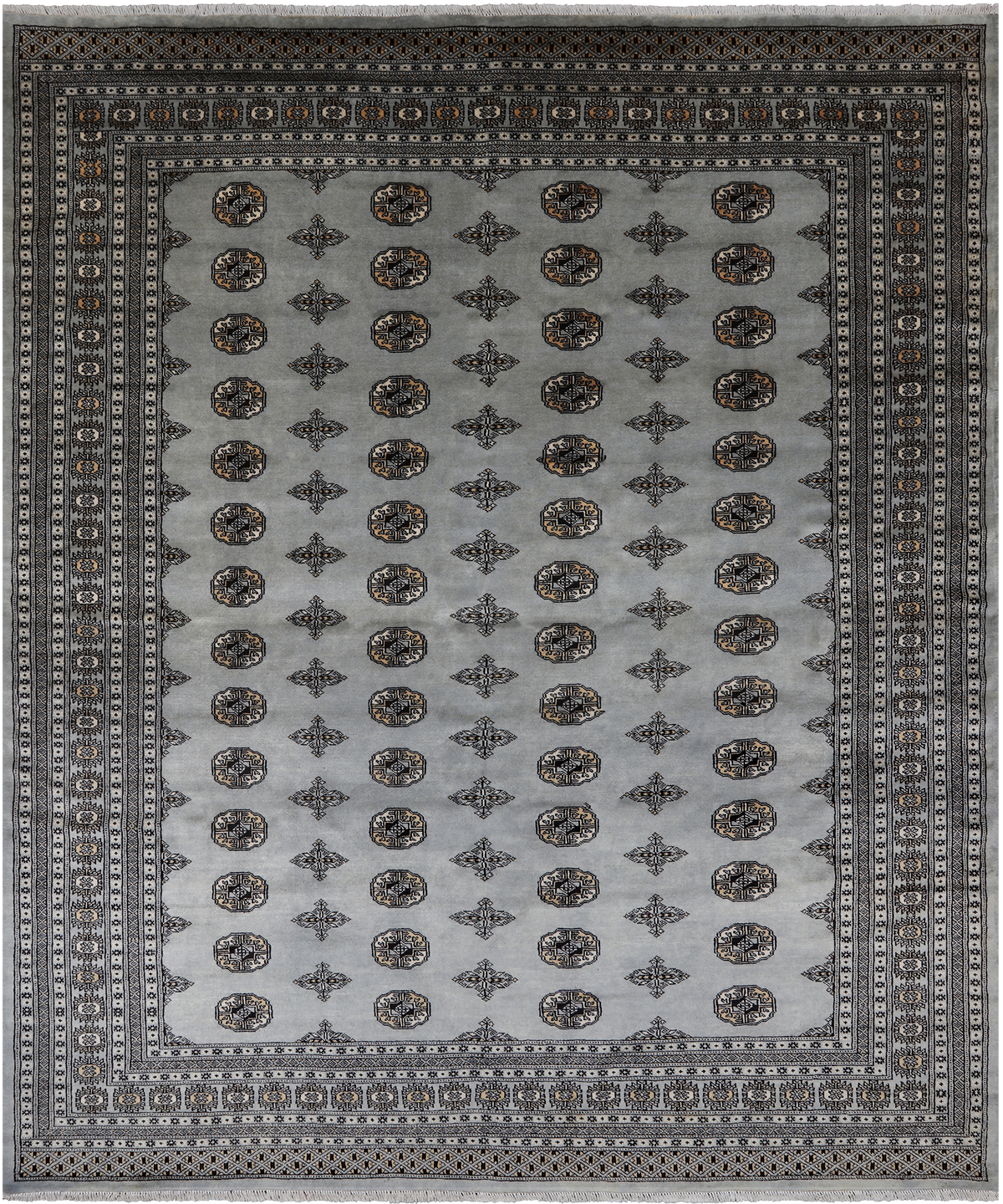 Grey Bokhara Hand-Knotted Wool Rug - 8' 0" X 9' 10"