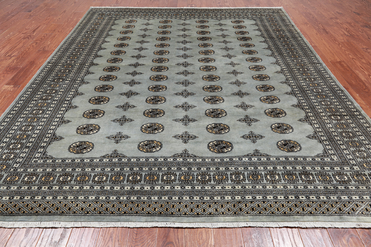 Grey Bokhara Hand-Knotted Wool Rug - 8' 0" X 9' 10"