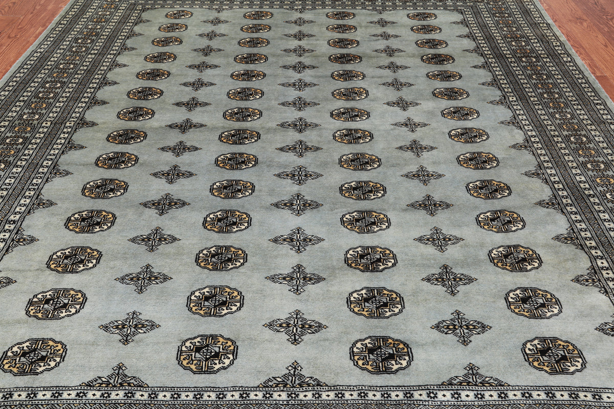 Grey Bokhara Hand-Knotted Wool Rug - 8' 0" X 9' 10"