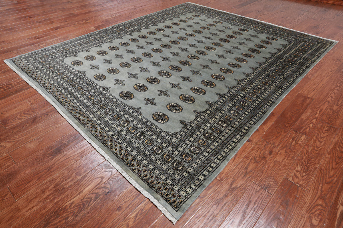 Grey Bokhara Hand-Knotted Wool Rug - 8' 0" X 9' 10"