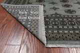 Grey Bokhara Hand-Knotted Wool Rug - 8' 0" X 9' 10"