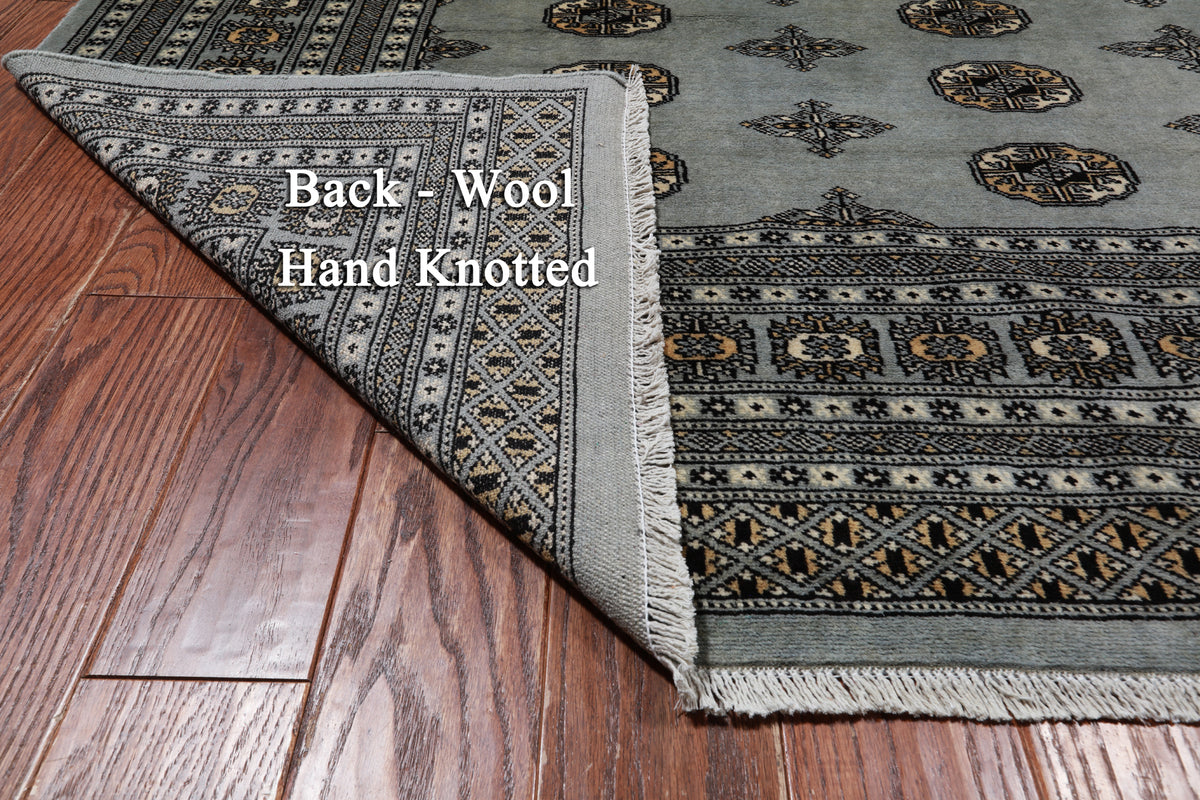 Grey Bokhara Hand-Knotted Wool Rug - 8' 0" X 9' 10"