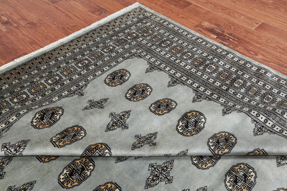 Grey Bokhara Hand-Knotted Wool Rug - 8' 0" X 9' 10"