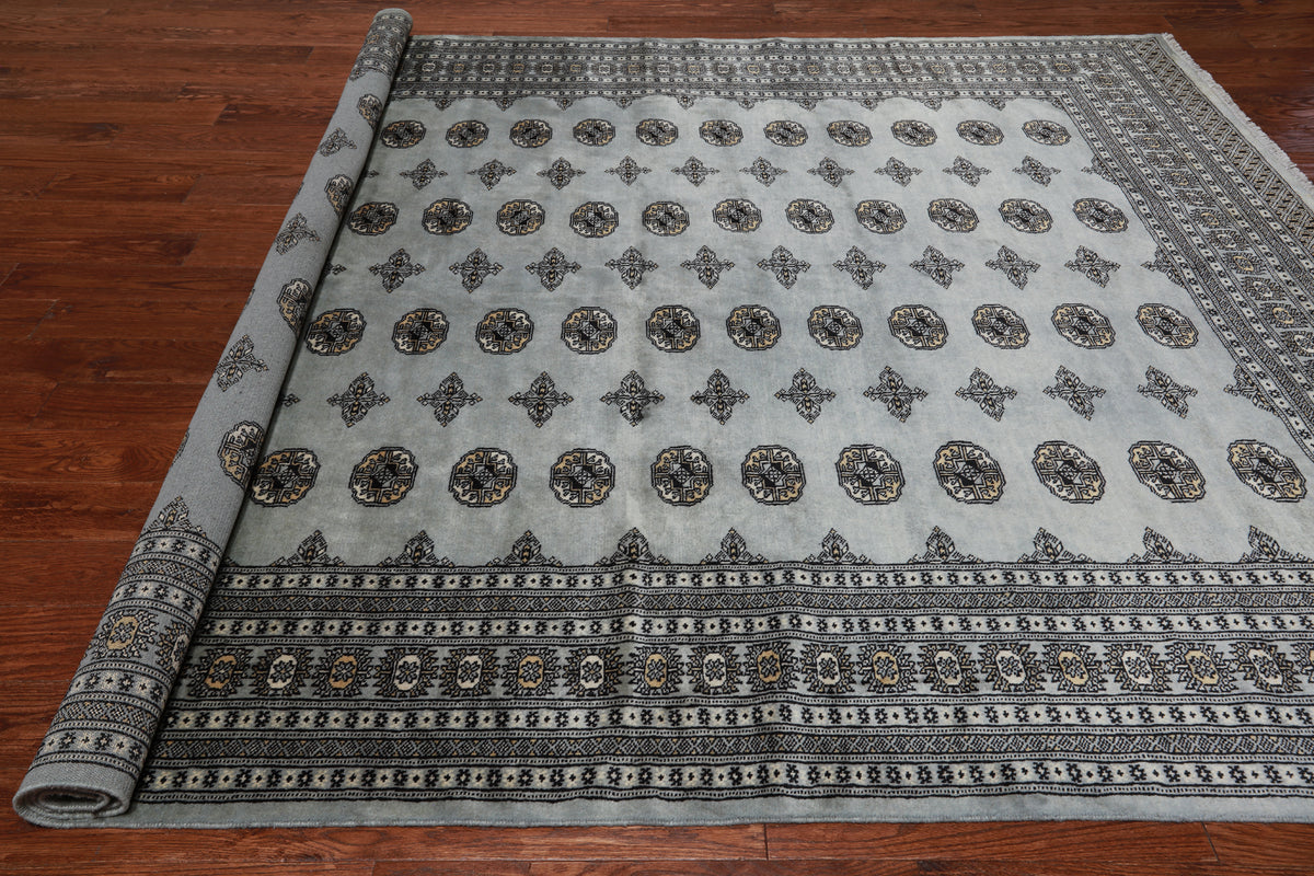 Grey Bokhara Hand-Knotted Wool Rug - 8' 0" X 9' 10"