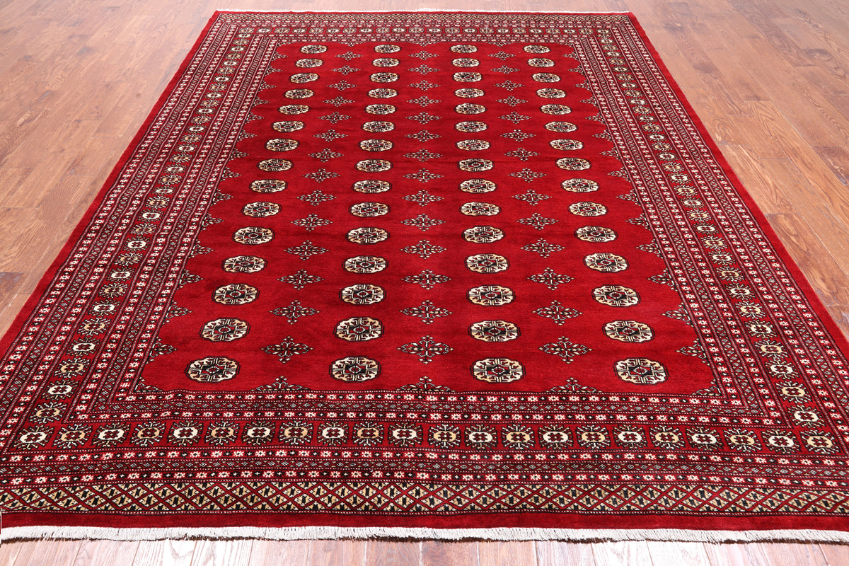 Red Bokhara Hand-Knotted Wool Rug - 8' 1" X 10' 2"
