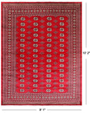 Red Bokhara Hand-Knotted Wool Rug - 8' 1" X 10' 2"