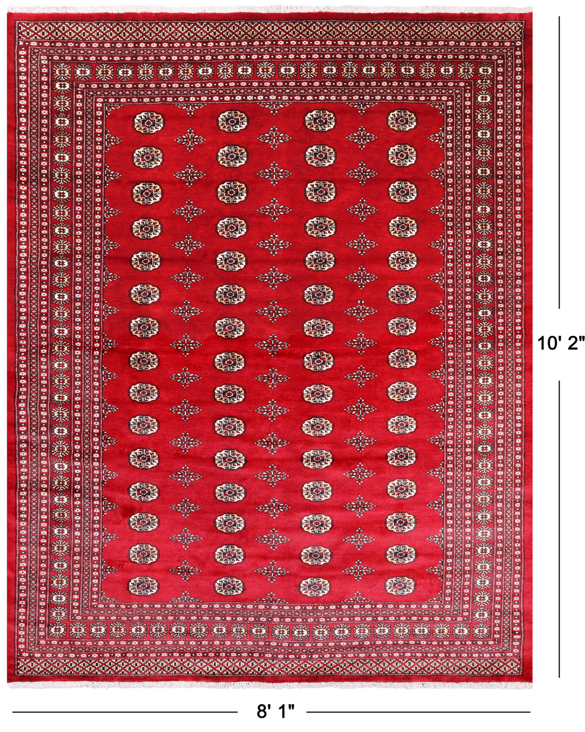 Red Bokhara Hand-Knotted Wool Rug - 8' 1" X 10' 2"