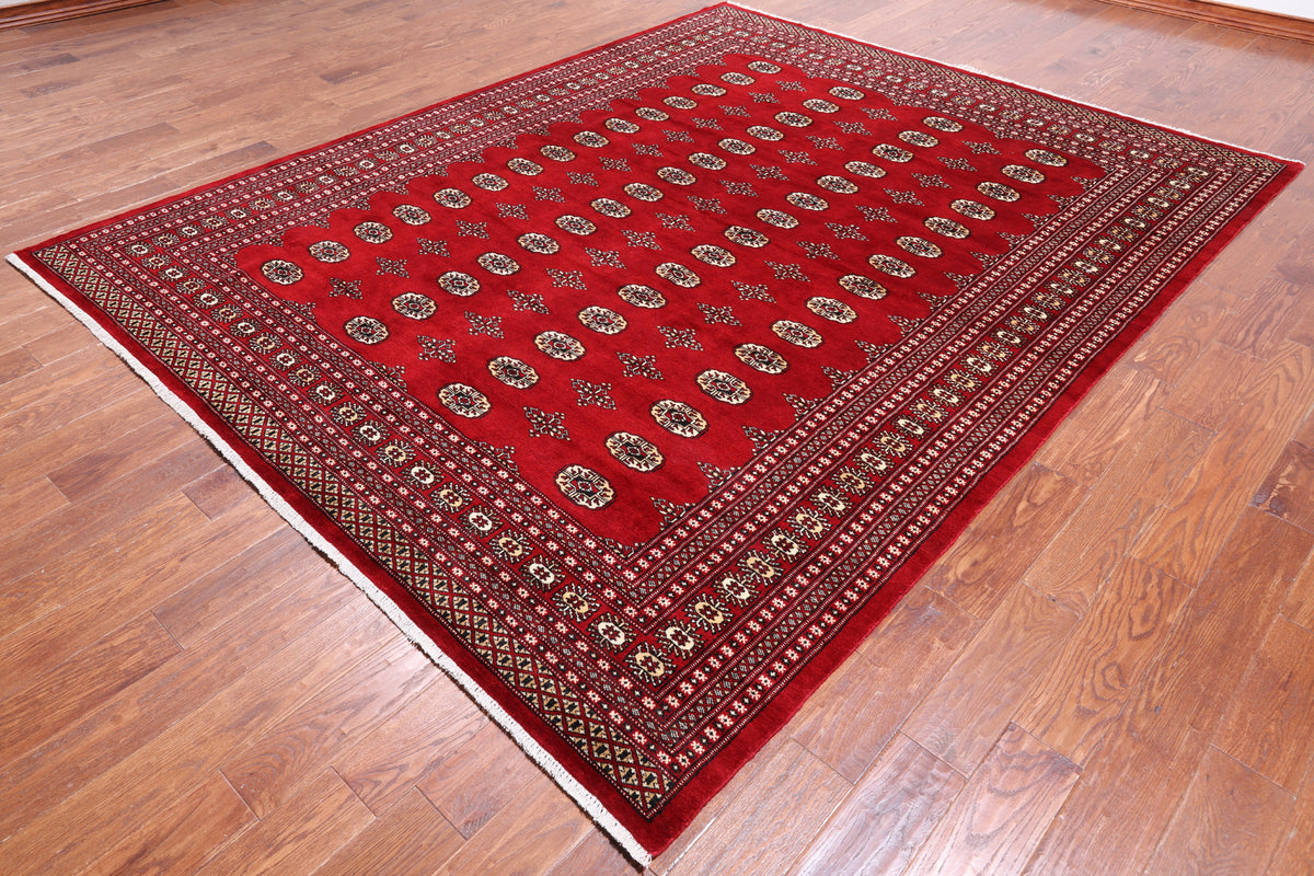Red Bokhara Hand-Knotted Wool Rug - 8' 1" X 10' 2"