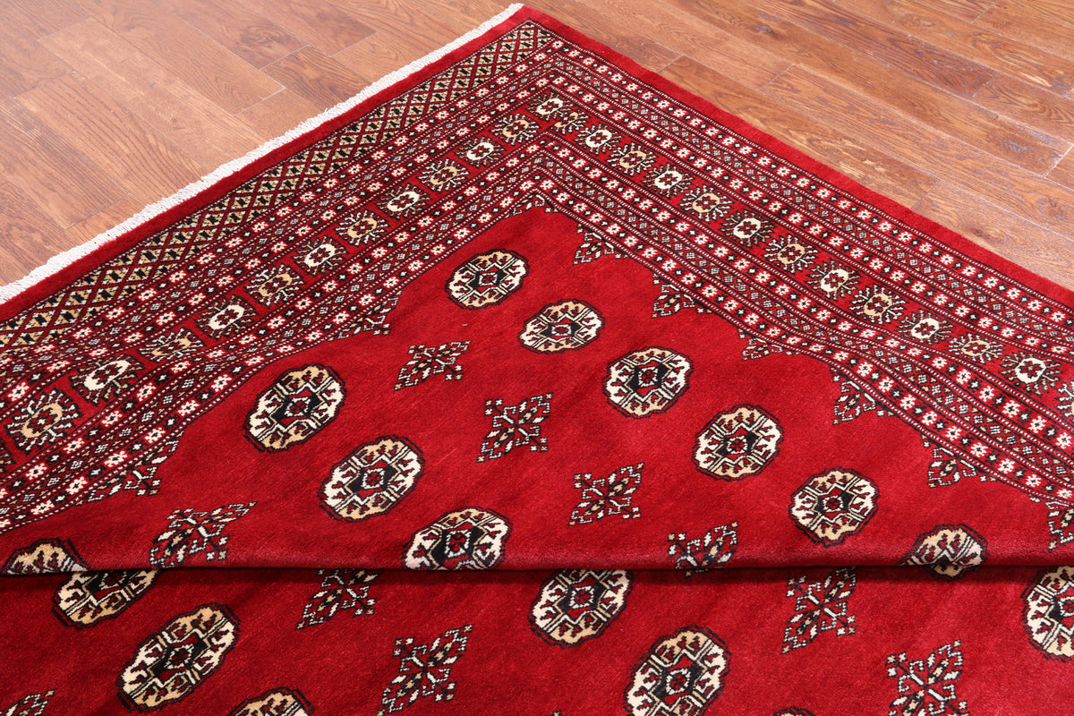 Red Bokhara Hand-Knotted Wool Rug - 8' 1" X 10' 2"