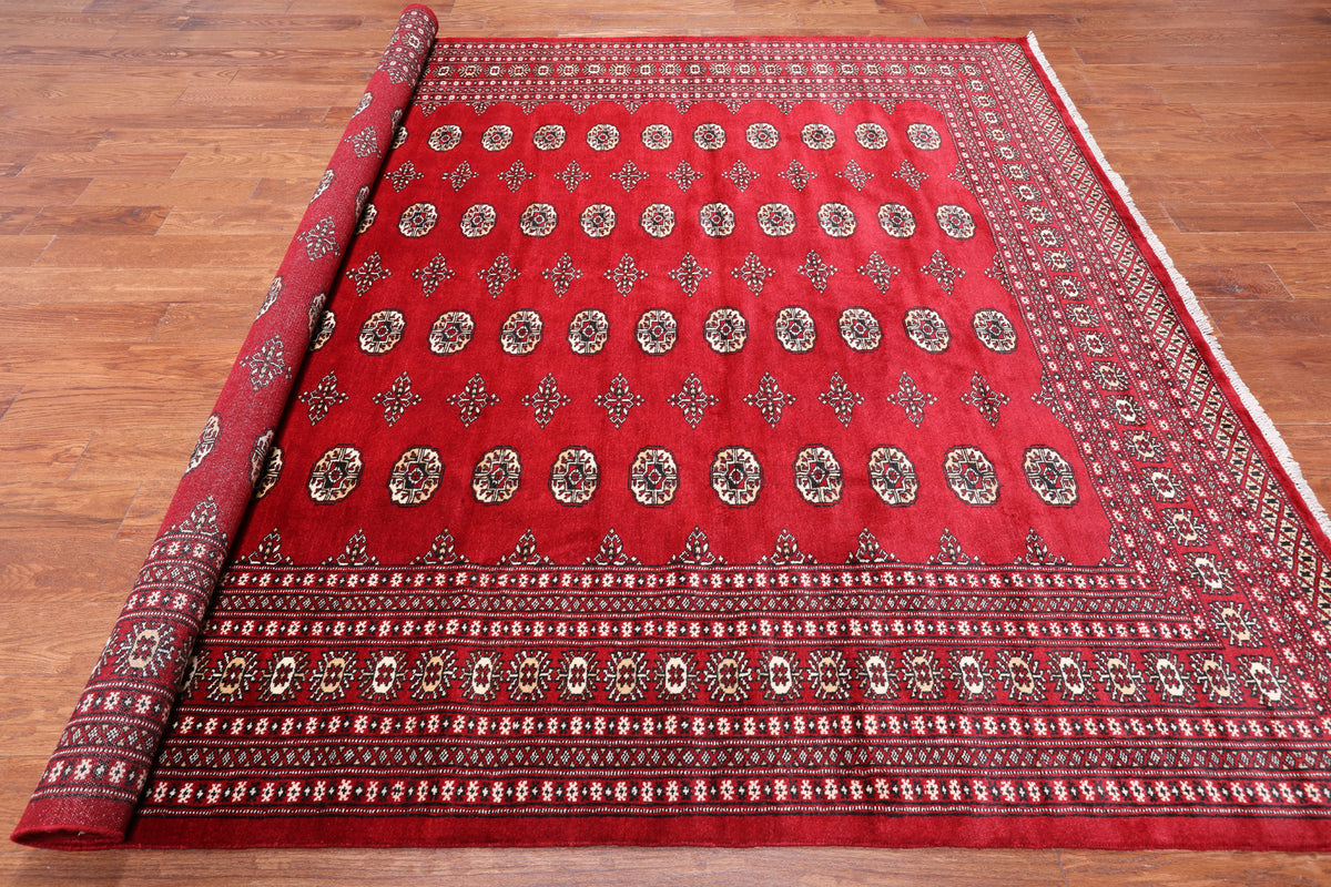 Red Bokhara Hand-Knotted Wool Rug - 8' 1" X 10' 2"