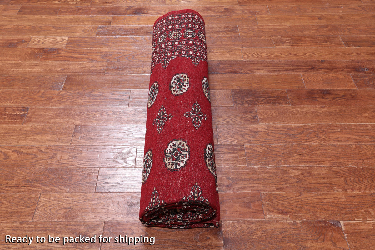 Red Bokhara Hand-Knotted Wool Rug - 8' 1" X 10' 2"