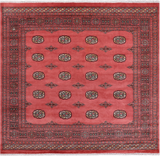Rust Square Bokhara Hand-Knotted Wool Rug - 6' 9" X 6' 1"