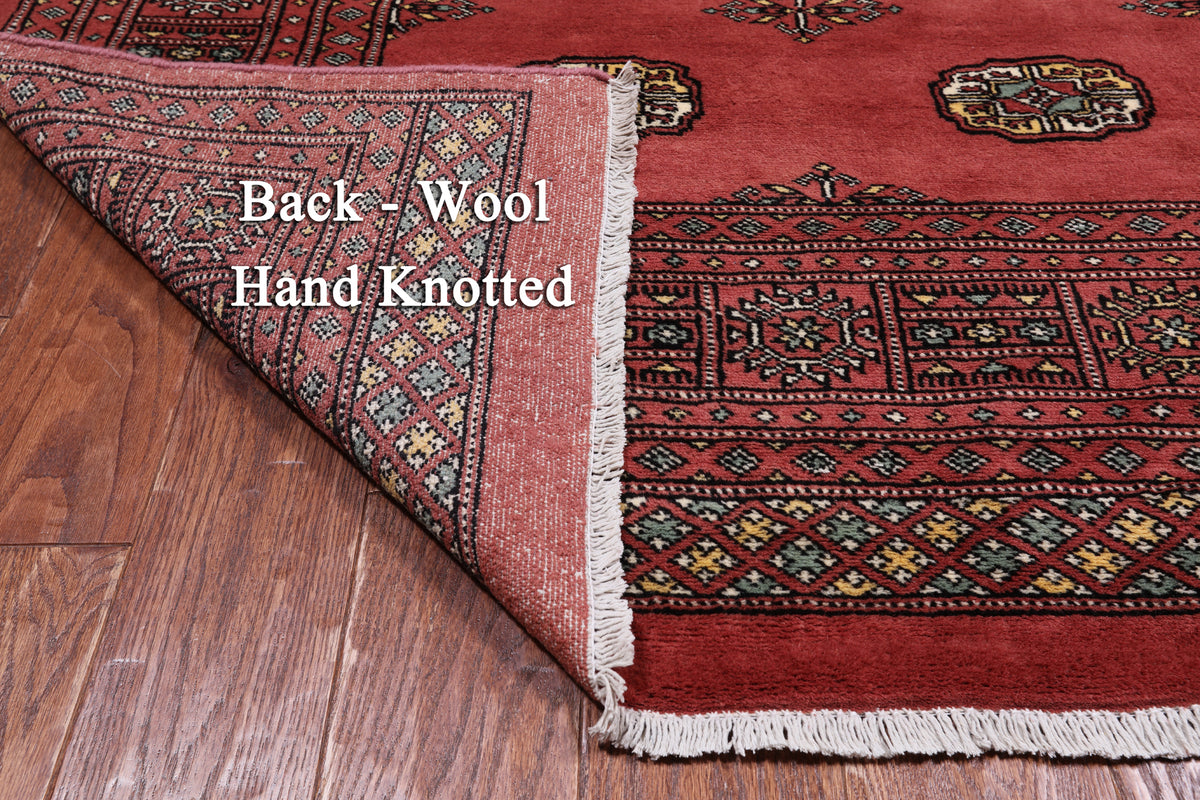 Rust Square Bokhara Hand-Knotted Wool Rug - 6' 9" X 6' 1"