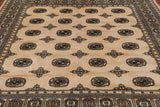 Beige Square Bokhara Handmade Wool Rug - 6' 7" X 6' 3"