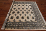 Beige Square Bokhara Handmade Wool Rug - 6' 7" X 6' 3"