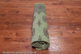 Green Square Bokhara Handmade Wool Rug - 6' 6" X 6' 11"