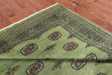 Green Square Bokhara Handmade Wool Rug - 6' 6" X 6' 11"