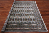 Grey Square Bokhara Hand Knotted Wool Rug - 6' 8" X 6' 0"