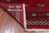 Red Square Bokhara Hand Knotted Wool Rug - 6' 7" X 7' 0"