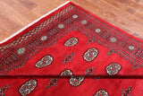 Red Square Bokhara Hand Knotted Wool Rug - 6' 7" X 7' 0"