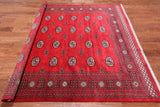 Red Square Bokhara Hand Knotted Wool Rug - 6' 7" X 7' 0"