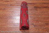 Red Square Bokhara Hand Knotted Wool Rug - 6' 7" X 7' 0"
