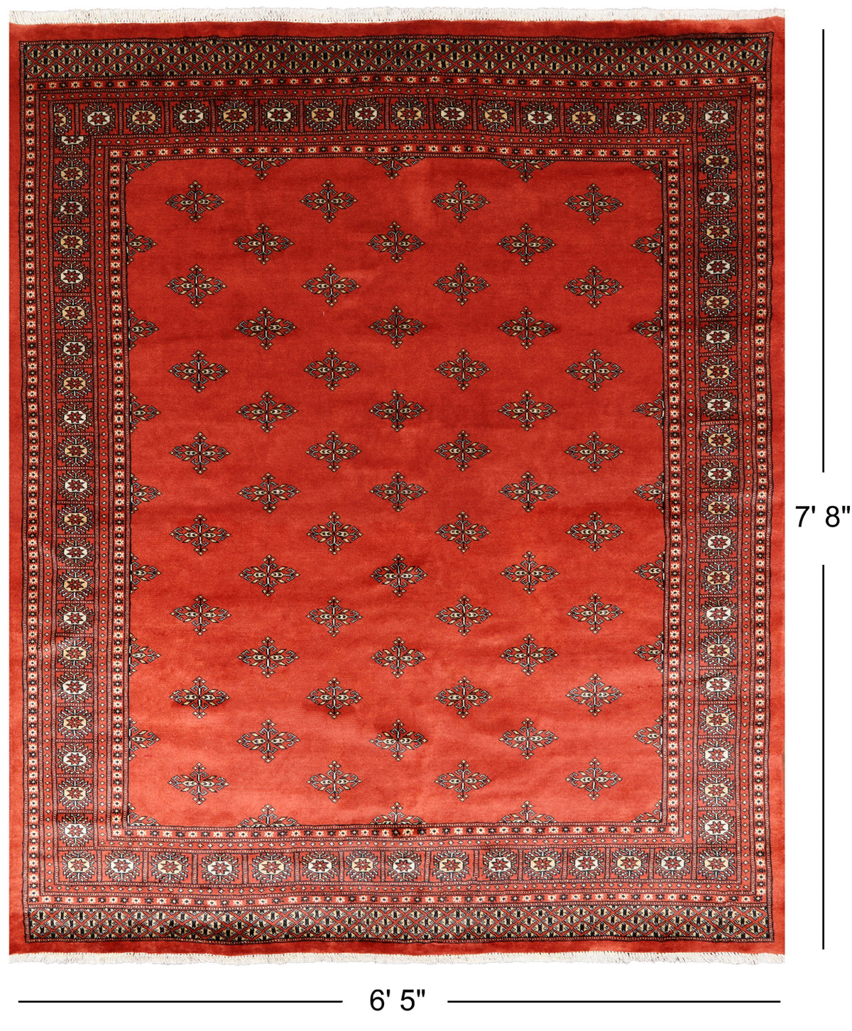 Rust Bokhara Hand-Knotted Wool Rug - 6' 5" X 7' 8"